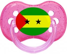 Drapeau Sao Tomé et Principe Tétine Cerise Rose à paillette
