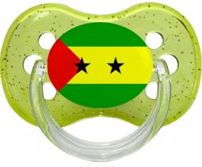 Drapeau Sao Tomé et Principe Tétine Cerise Vert à paillette