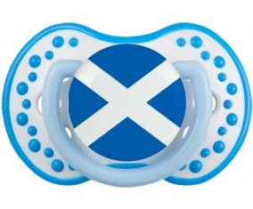 Drapeau Écosse Tétine LOVI Dynamic Blanc-bleu phosphorescente