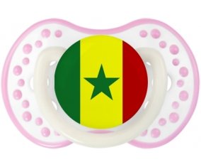 Drapeau Sénégal Sucette LOVI Dynamic Blanc-rose phosphorescente
