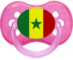 Drapeau Sénégal Sucette Cerise Rose à paillette