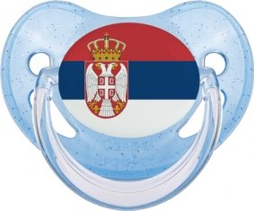 Drapeau Serbie Sucette Physiologique Bleue à paillette