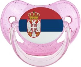 Drapeau Serbie Sucette Physiologique Rose à paillette