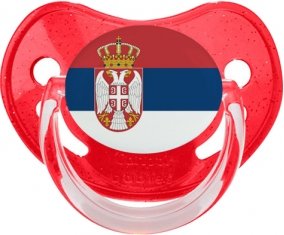 Drapeau Serbie Sucette Physiologique Rouge à paillette