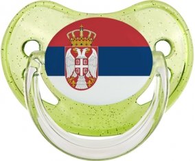 Drapeau Serbie Sucette Physiologique Vert à paillette