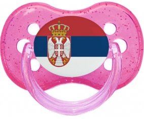 Drapeau Serbie Tétine Cerise Rose à paillette