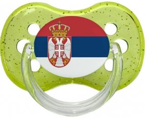 Drapeau Serbie Tétine Cerise Vert à paillette