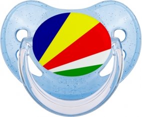 Drapeau les Seychelles Tétine Physiologique Bleue à paillette