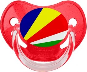Drapeau les Seychelles Tétine Physiologique Rouge à paillette