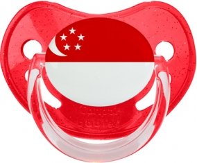 Drapeau Singapour Sucette Physiologique Rouge à paillette