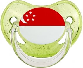 Drapeau Singapour Sucette Physiologique Vert à paillette