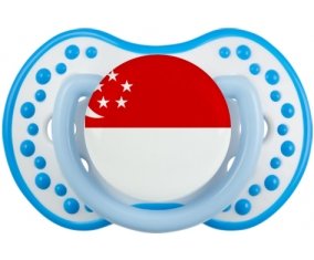 Drapeau Singapour Sucette LOVI Dynamic Blanc-bleu phosphorescente