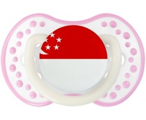 Drapeau Singapour Sucette LOVI Dynamic Blanc-rose phosphorescente