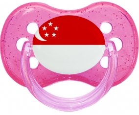 Drapeau Singapour Sucette Cerise Rose à paillette