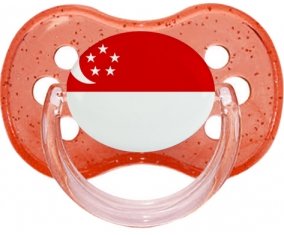 Drapeau Singapour Sucette Cerise Rouge à paillette