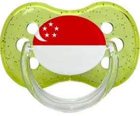 Drapeau Singapour Sucette Cerise Vert à paillette