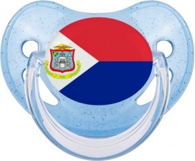 Drapeau Sint Maarten Sucette Physiologique Bleue à paillette