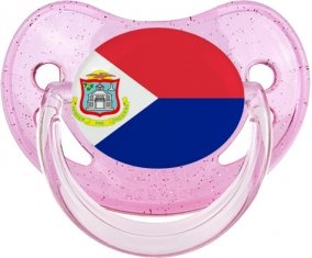 Drapeau Sint Maarten Sucette Physiologique Rose à paillette