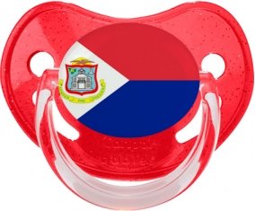 Drapeau Sint Maarten Sucette Physiologique Rouge à paillette