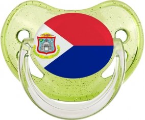 Drapeau Sint Maarten Sucette Physiologique Vert à paillette