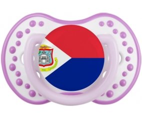 Drapeau Sint Maarten Sucette LOVI Dynamic Blanc-mauve classique