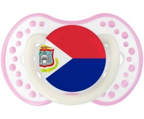 Drapeau Sint Maarten Sucette LOVI Dynamic Blanc-rose phosphorescente