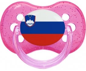 Drapeau Slovénie Sucette Cerise Rose à paillette