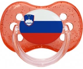 Drapeau Slovénie Sucette Cerise Rouge à paillette