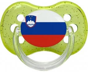 Drapeau Slovénie Sucette Cerise Vert à paillette