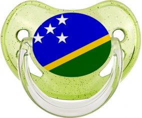 Drapeau îles Salomon Sucette Physiologique Vert à paillette