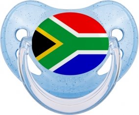 Drapeau Afrique du Sud Tétine Physiologique Bleue à paillette