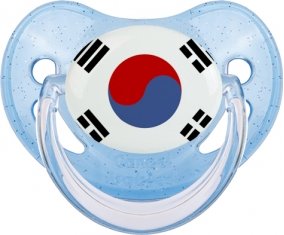 Drapeau Corée du Sud Sucette Physiologique Bleue à paillette