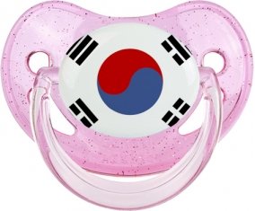Drapeau Corée du Sud Sucette Physiologique Rose à paillette