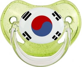 Drapeau Corée du Sud Sucette Physiologique Vert à paillette
