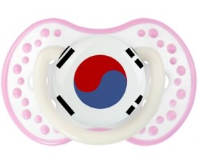 Drapeau Corée du Sud Sucette LOVI Dynamic Blanc-rose phosphorescente