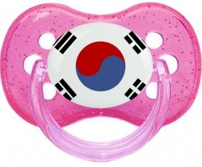 Drapeau Corée du Sud Sucette Cerise Rose à paillette