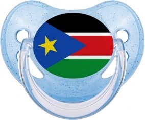 Drapeau Soudan du sud Sucette Physiologique Bleue à paillette