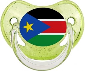 Drapeau Soudan du sud Sucette Physiologique Vert à paillette