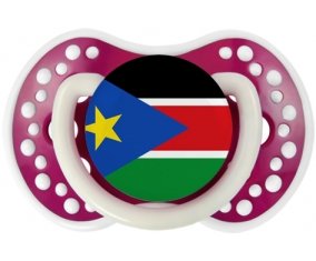 Drapeau Soudan du sud Sucette LOVI Dynamic Fuchsia phosphorescente