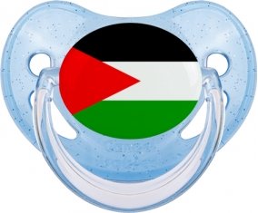 Drapeau Palestine Sucette Physiologique Bleue à paillette
