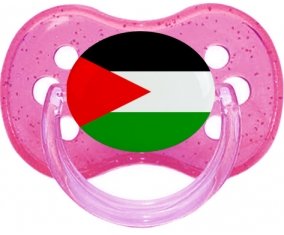 Drapeau Palestine Sucette Cerise Rose à paillette