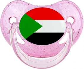 Drapeau Soudan Sucette Physiologique Rose à paillette