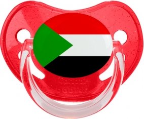 Drapeau Soudan Sucette Physiologique Rouge à paillette