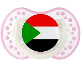 Drapeau Soudan Sucette LOVI Dynamic Blanc-rose phosphorescente
