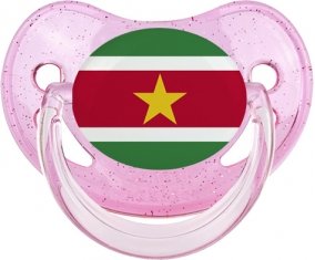 Drapeau Suriname Tétine Physiologique Rose à paillette
