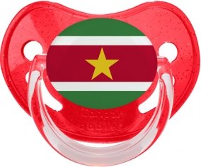 Drapeau Suriname Tétine Physiologique Rouge à paillette