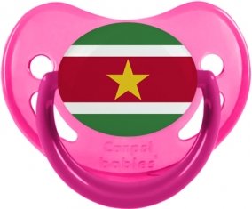 Drapeau Suriname Tétine Physiologique Rose phosphorescente