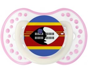 Drapeau Swaziland Sucette LOVI Dynamic Blanc-rose phosphorescente