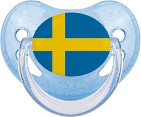 Drapeau Suède Sucette Physiologique Bleue à paillette