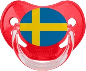Drapeau Suède Sucette Physiologique Rouge à paillette